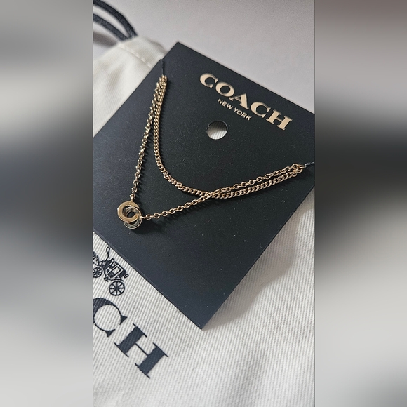 Coach Gold-Tone Interlocking Necklace NWT Dust Bag Included - Picture 6 of 6